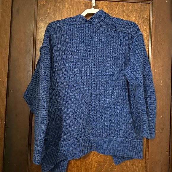 Free People High Hopes Chunky Knit Cardigan Open Front Cobalt Blue Size M - Picture 4 of 7